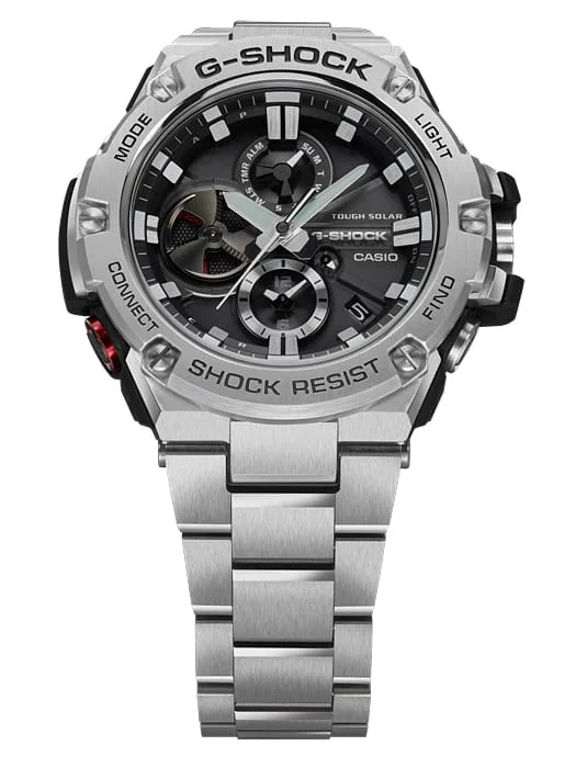 Gehäuse und Armband der G-SHOCK Armbanduhr GST-B100D-1A direkt von vorn.