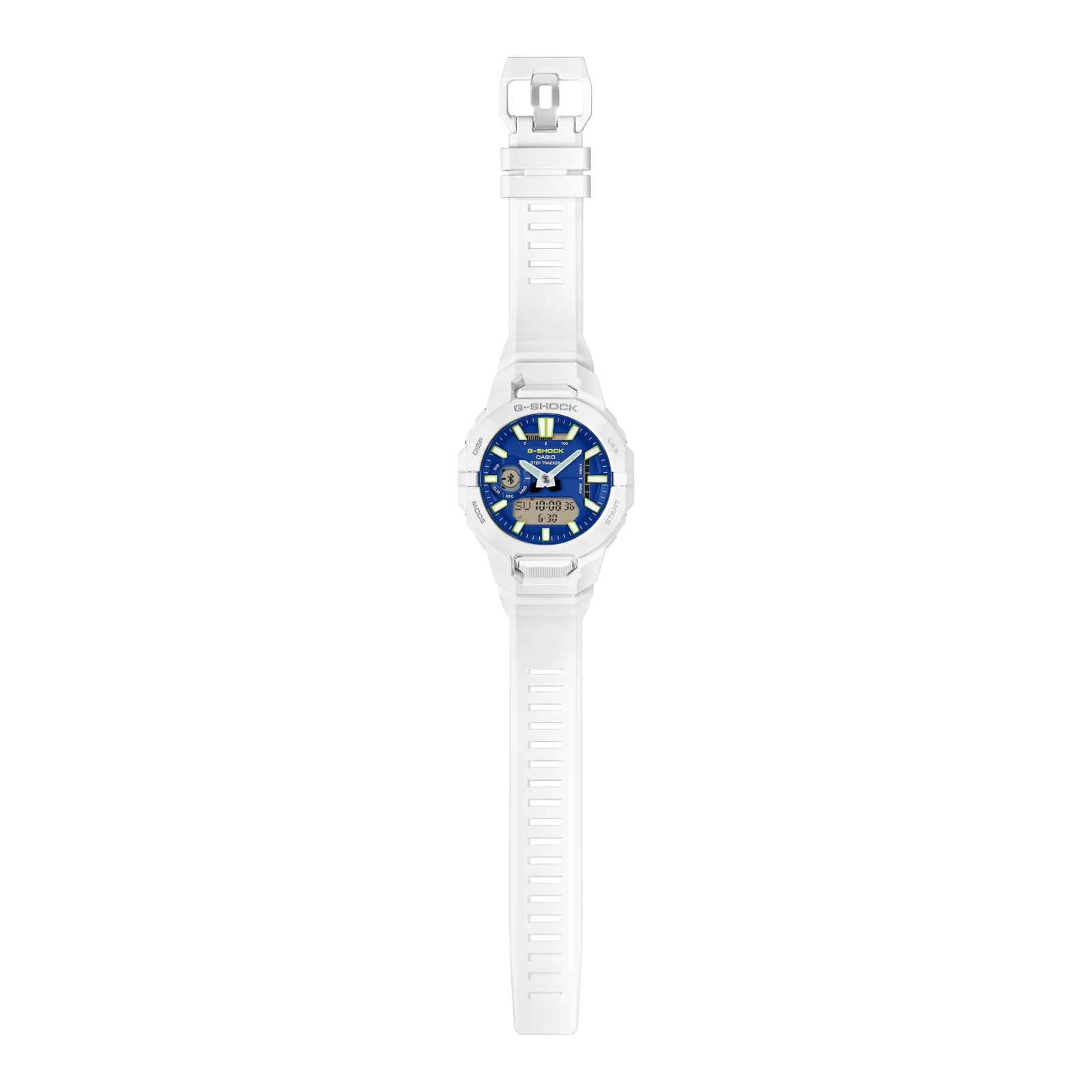Gesamtansicht der Armbanduhr GBA-950-7A2ER von G-SHOCK mit länglichen Löchern im Armband