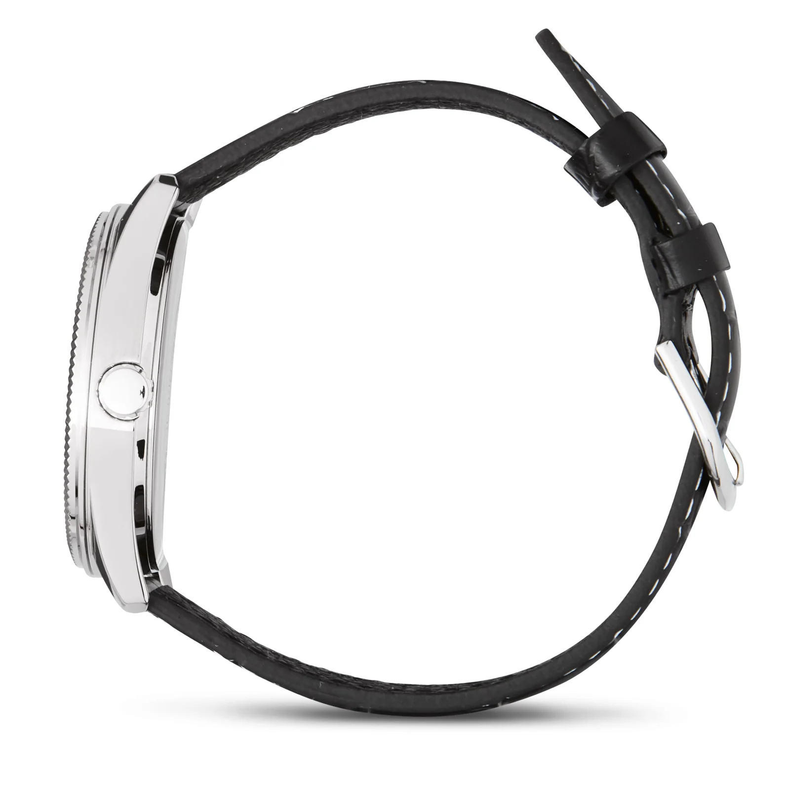 Die seitliche Ansicht der CASIO TIMELESS COLLECTION Armbanduhr MTP-1302PL-7BV zeigt das schlanke Gehäuse im Profil von rechts.