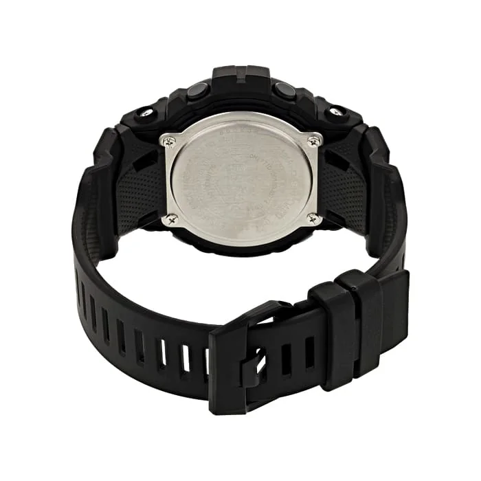 Rückansicht der G-SHOCK Armbanduhr GBD-800-1B mit Gravur, Armband und Verschluss.
