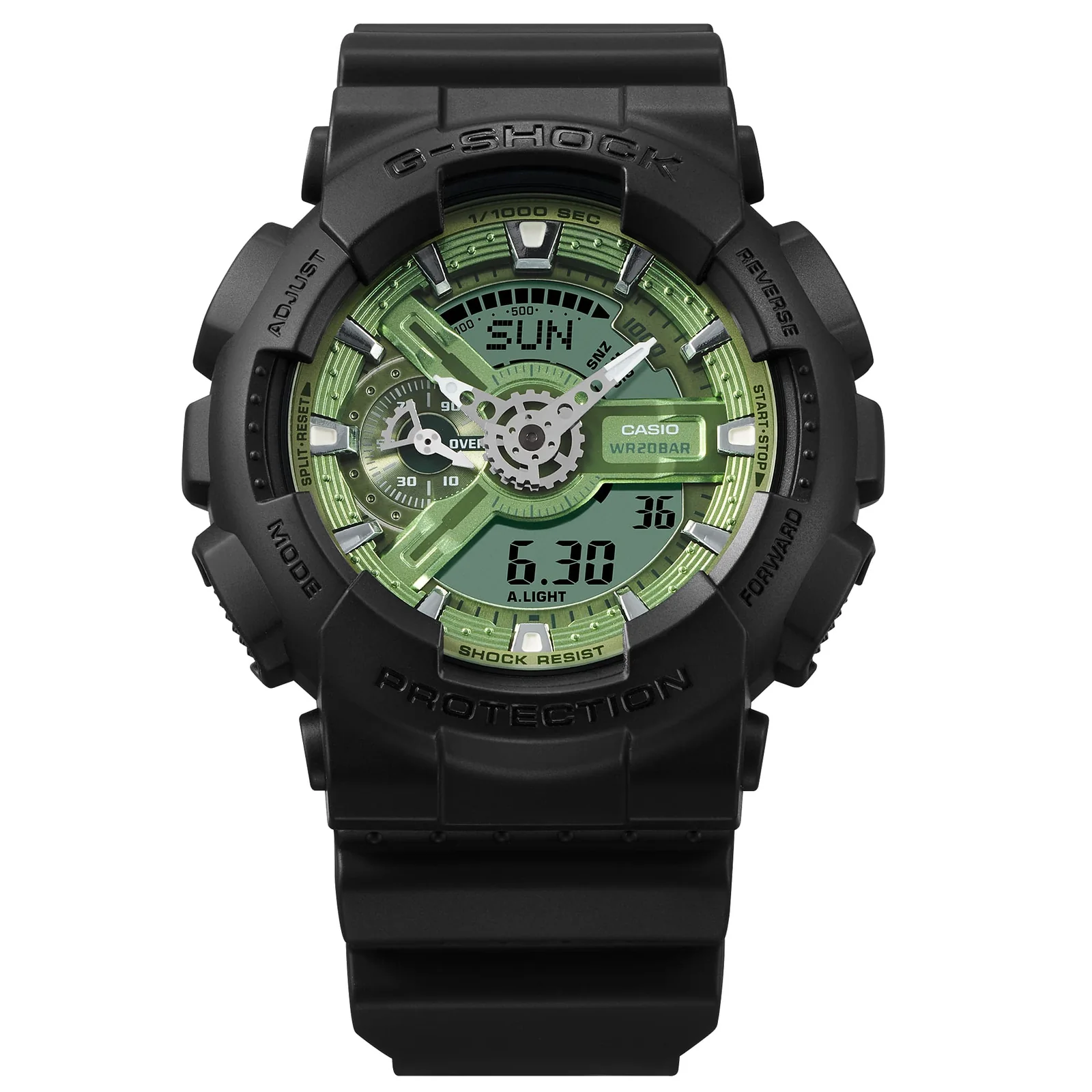 Gehäuse und Armband der G-SHOCK Armbanduhr GA-110CD-1A3 direkt von vorn.