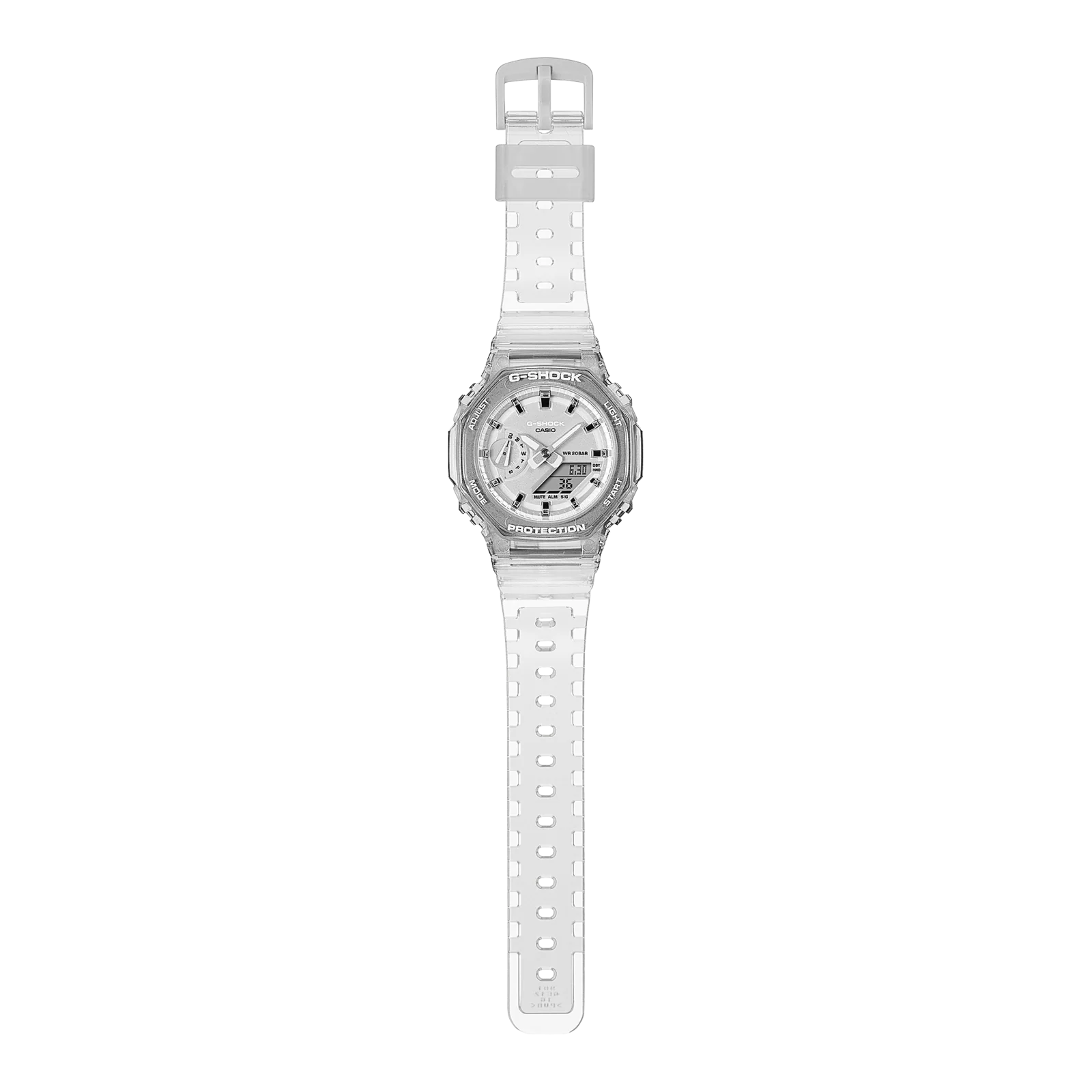 Komplettansicht der flach liegenden G-SHOCK WOMEN Armbanduhr GMA-S2100SK-7A.