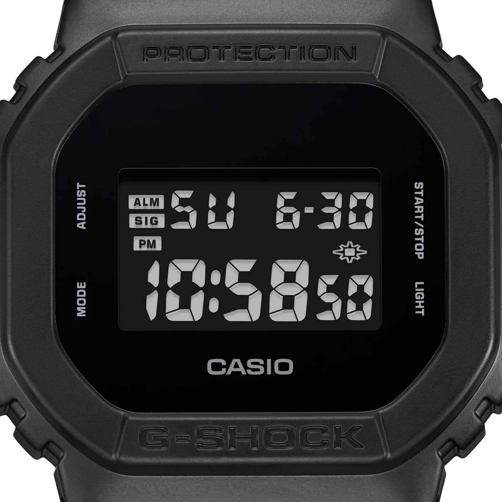 Close-Up der Digitalanzeige der G-SHOCK DW-5600 Armbanduhr