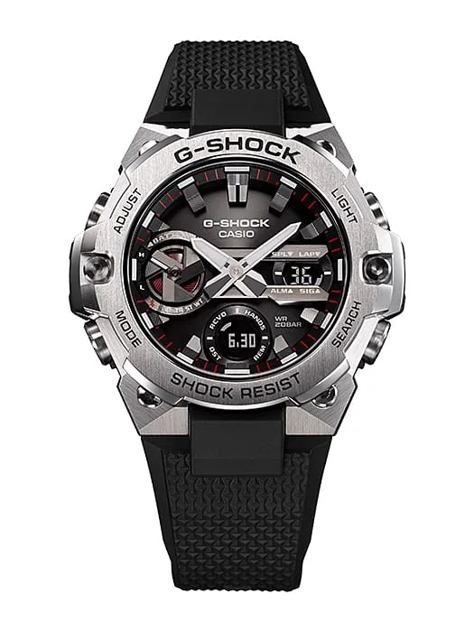 Gehäuse und Armband der G-SHOCK Armbanduhr GST-B400-1A direkt von vorn.