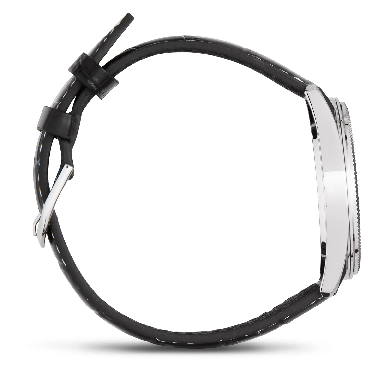 Die seitliche Ansicht der CASIO TIMELESS COLLECTION Armbanduhr MTP-1302PL-7BV zeigt das schlanke Gehäuse im Profil von links.