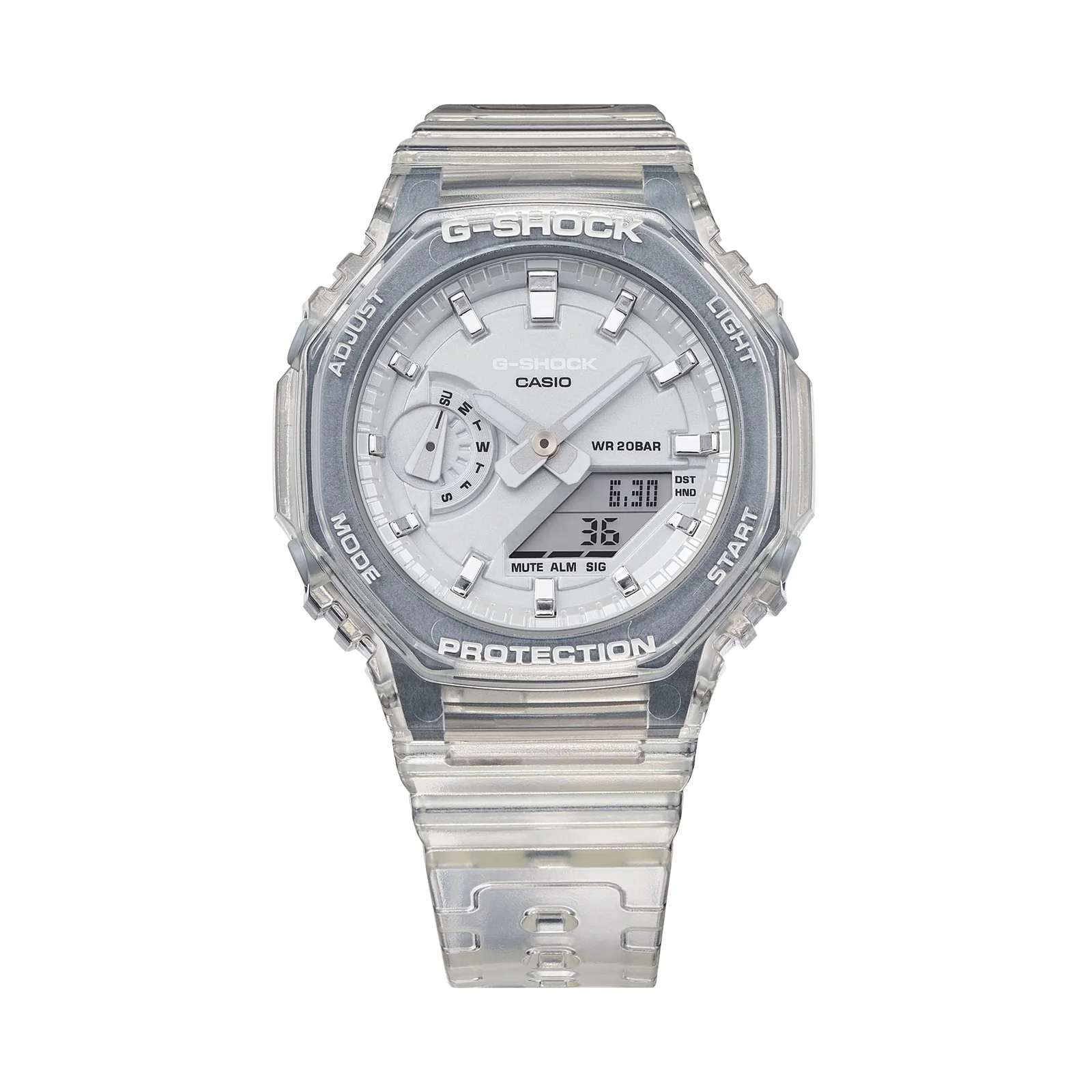 Gehäuse und Armband der G-SHOCK WOMEN Armbanduhr GMA-S2100SK-7A direkt von vorn.