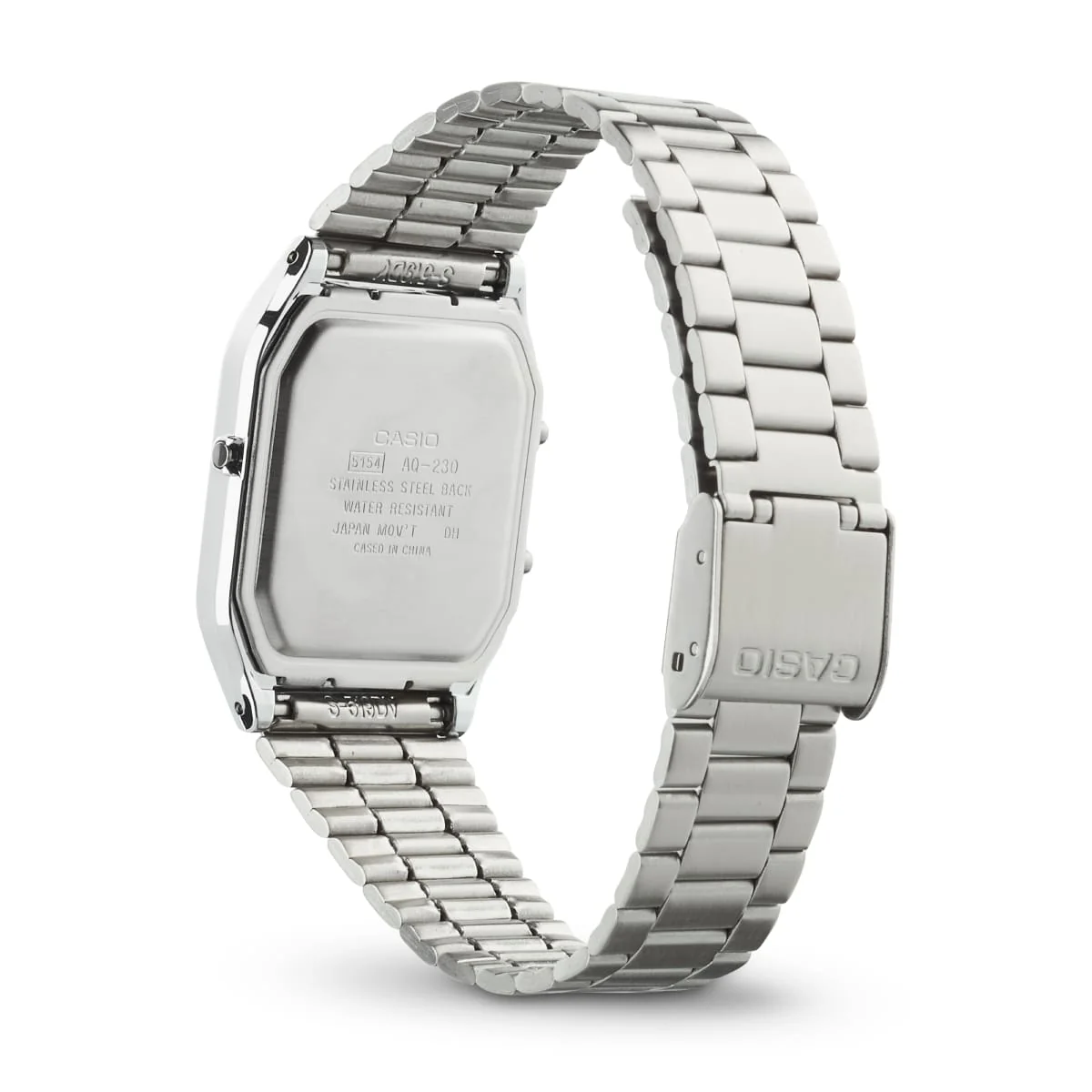Rückansicht der AQ-230A-7DMQ mit CASIO Gravur auf der geschlossenen Schließe