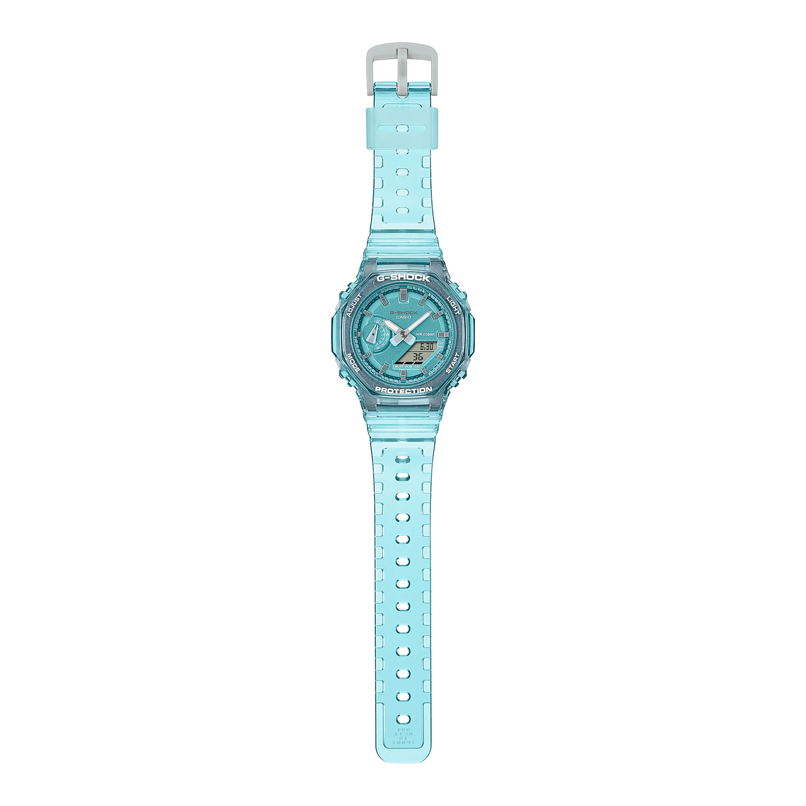 Komplettansicht der flach liegenden G-SHOCK WOMEN Armbanduhr GMA-S2100SK-2A.