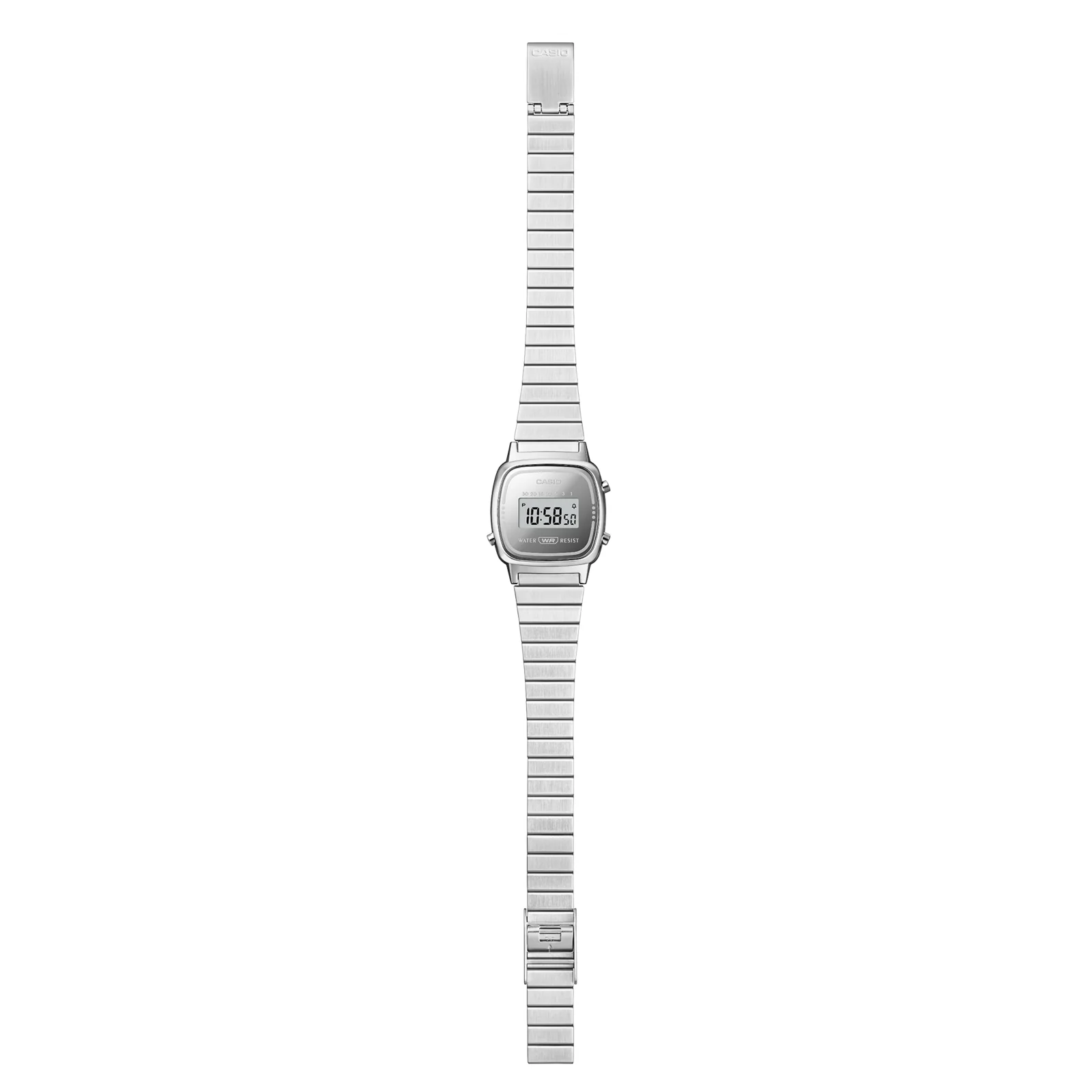Gesamtansicht der Armbanduhr LA670WES-7AEF mit CASIO Logo auf der Metallschließe