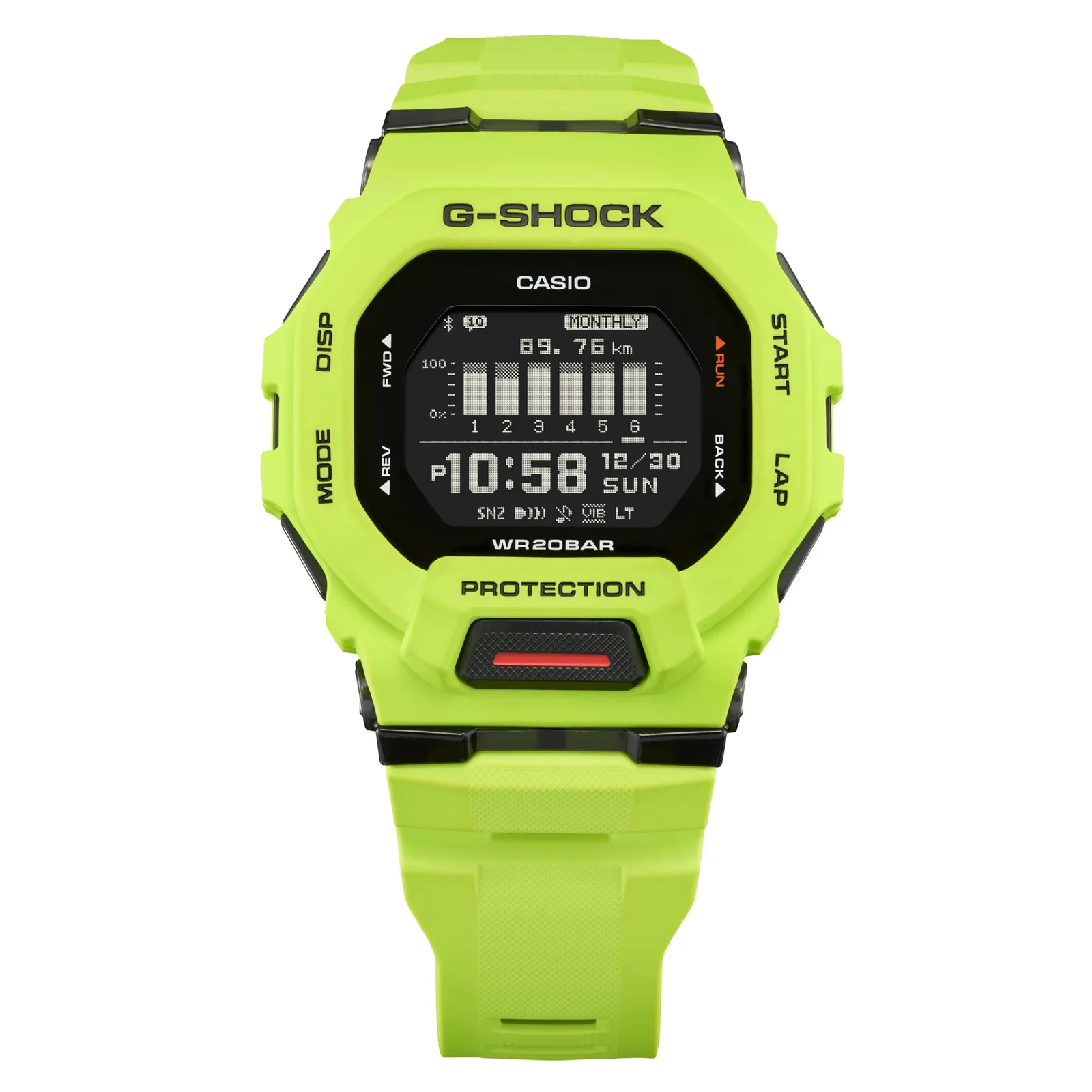 Gehäuse und Armband der G-SHOCK Armbanduhr GBD-200-9 direkt von vorn.