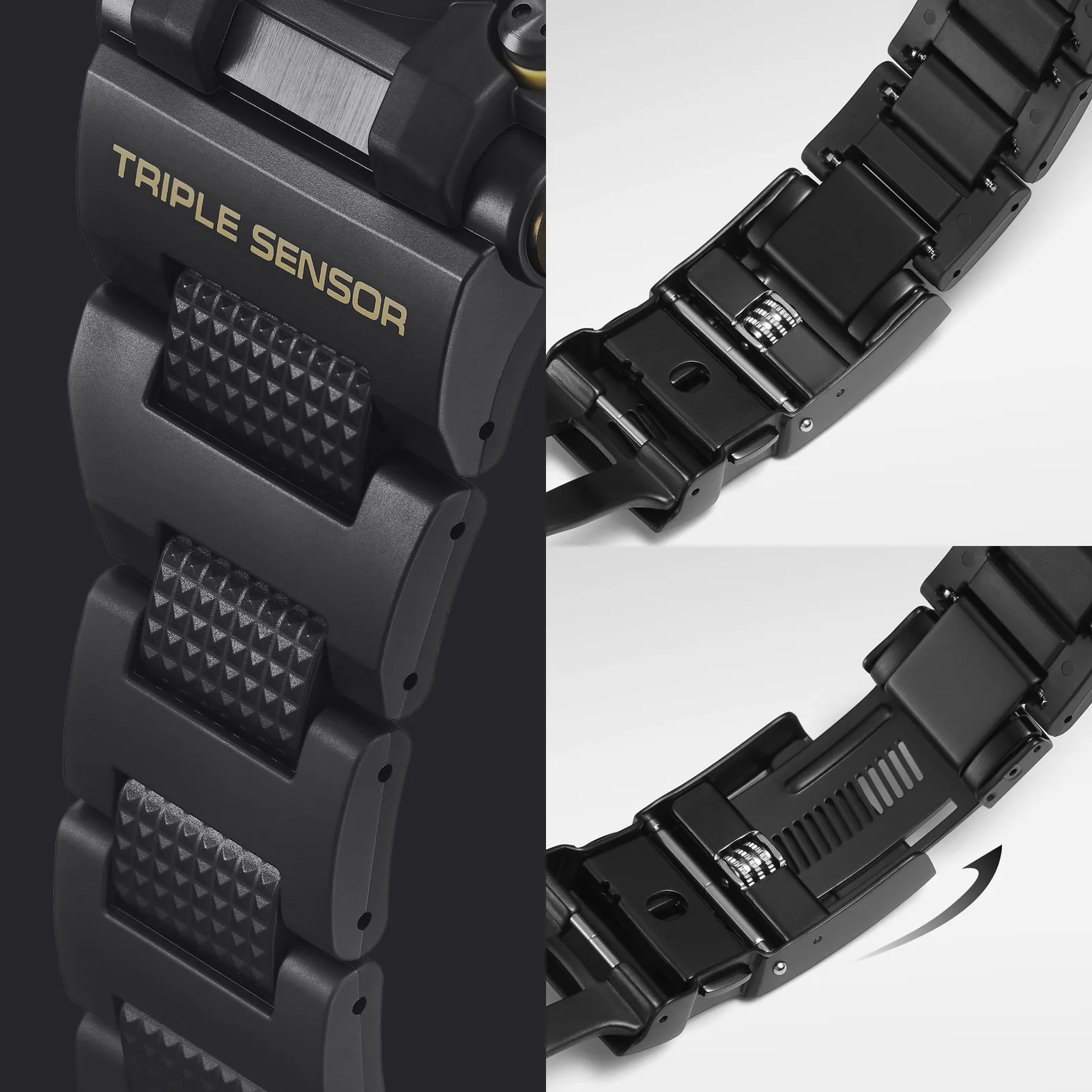 Das Verbundarmband der Uhr GWF-D1000BC-1ER von G-SHOCK ist verlängerbar und kann über einem Neoprenanzug getragen werden