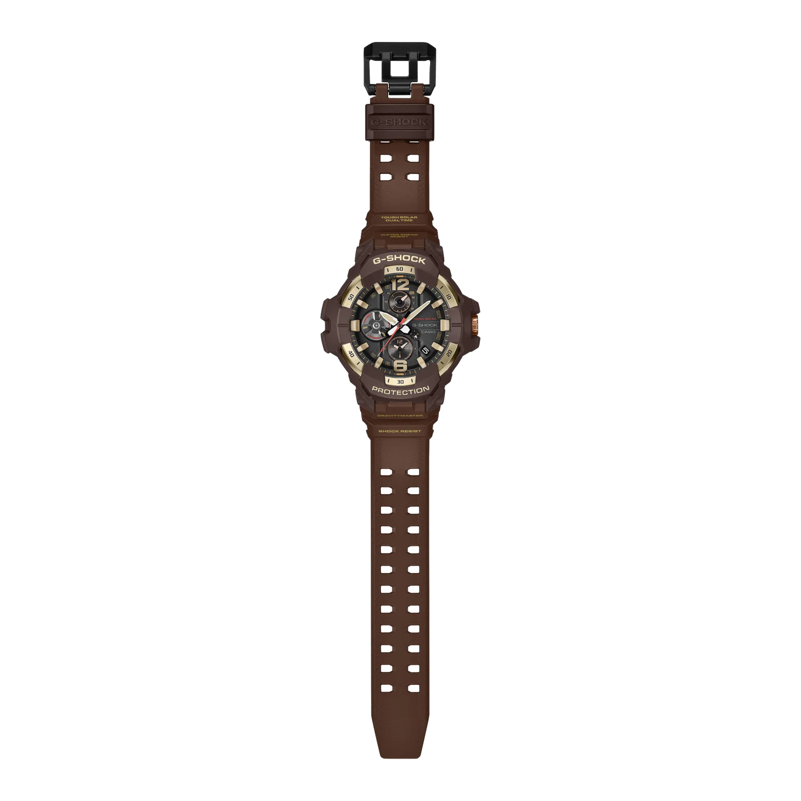 Das Armband der Armbanduhr GR-B300H-5AER von G-SHOCK ist mit einer doppelten Lochreihe versehen