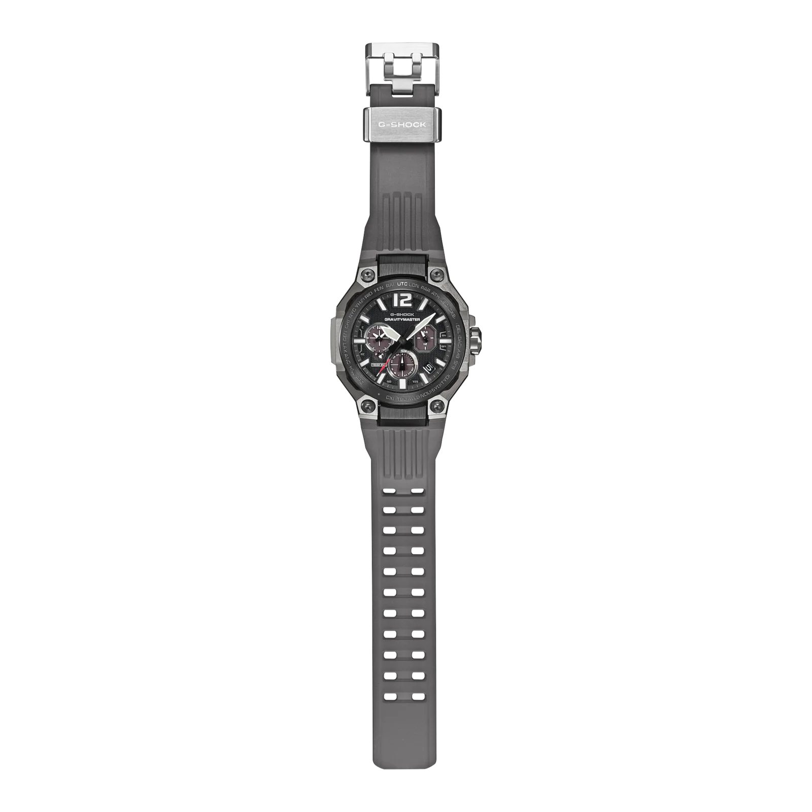 Gesamtansicht der Armbanduhr GWR-B3000B-8AER mit doppelter Lochreihe im Armband und silberner Schließe