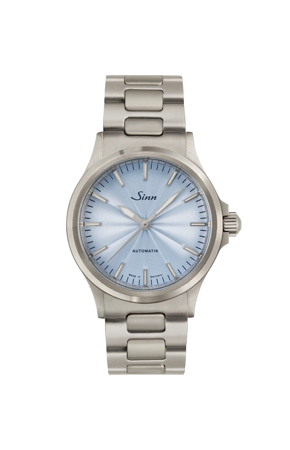 SINN 556 Eisblau Instrumentelle Uhr mit guillochiertem Zifferblatt im Farbton Eisblau