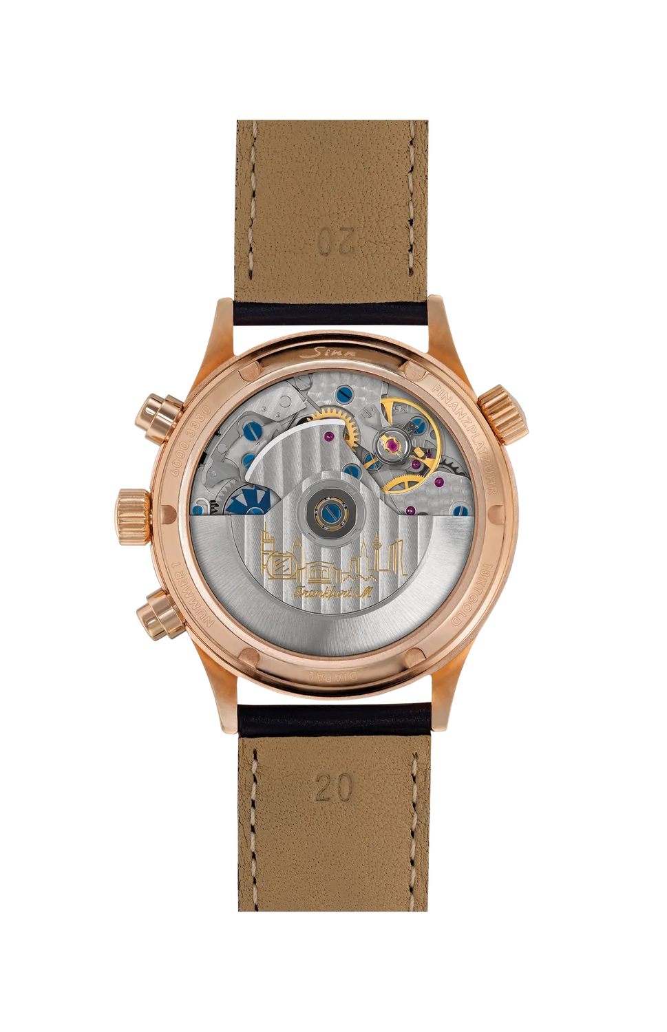 SINN 6000 Roségold Frankfurter Finanzplatzuhr mit einem Gehäuse aus 18 kt Roségold – Ansicht 3
